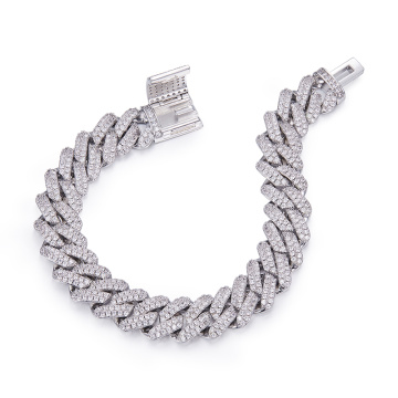 Lab Diamond Cuban Chain Lab Diamond Micro 9K white gold Cuban Chain Factory