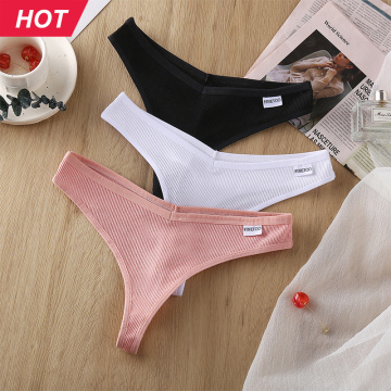 Ladies Cotton Thread Sexy Thong Women Breathable Comfortable Underwear Panties Fashion M-XL Briefs Low Waist Lingerie New 2020