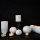 White Resin Hurricane Artificial Tea Light Candle Holders