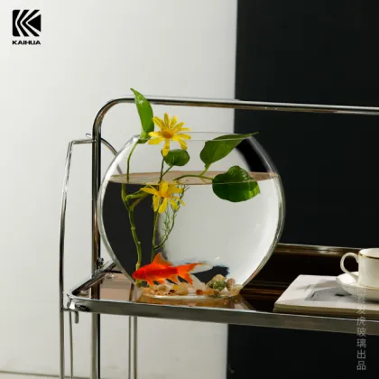 Crystal Flat Mouth Goldfish Aquarium Ornament Vase