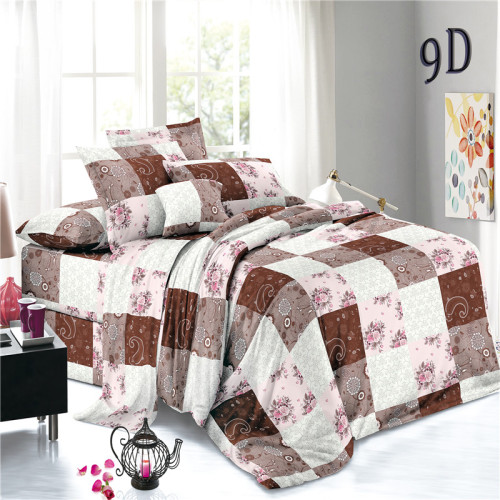 Draps de lit tissés imprimés par pigments unis à carreaux de polyester