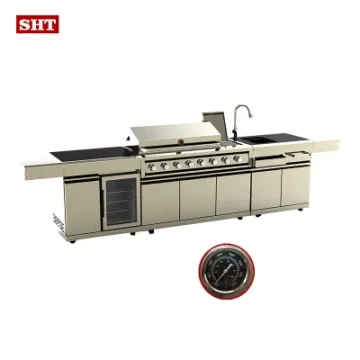 Stainless Steel Gas BBQ Grill Basket Refrigerator Kitchen Cabinet with Sink