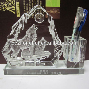 Deep engraving iceberg shape crystal pen holder