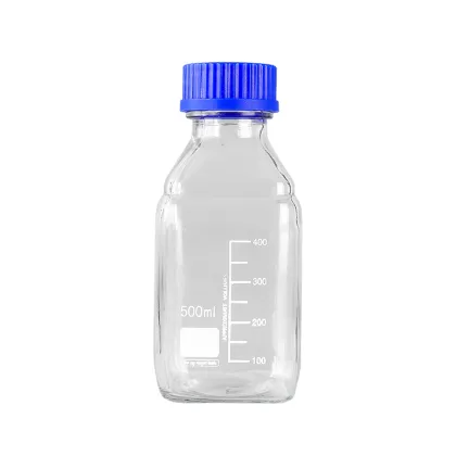 Square Measurements Glass Bottle with Scale for Laboratory Chemical Reagents