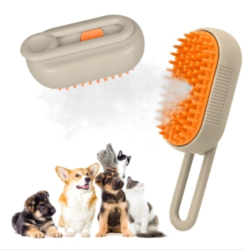 Peine de masaje de gato y perro de vapor 3 en 1: autolimpieza, con entrada líquida para una experiencia mejorada de aseo para mascotas