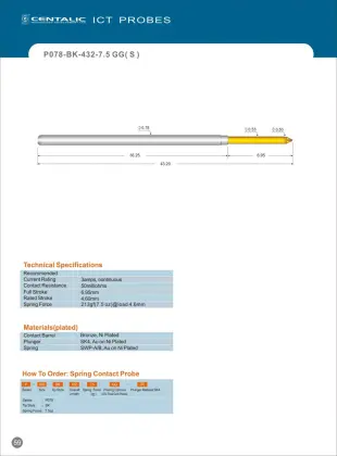 ICT Probe Test Pogo Pin P078-BK Series for PCBA Inspection