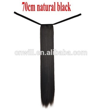 Cheap Long Straight Synthetic Ponytail Black Ribbon Ponytail Clip In hair extensions