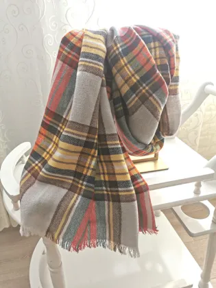 GR women's fashion big grid warm scarf