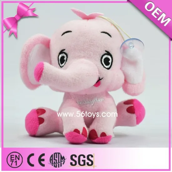 Custom pink sitting soft stuffed elephant, stuffed plush elephant toy