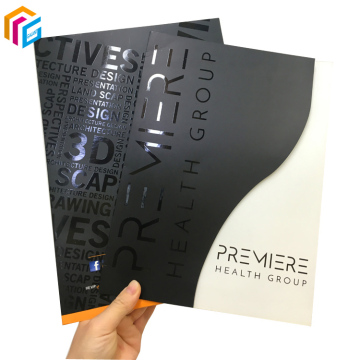 Custom Print Matt Office Presentation Folder with Logo Spot UV - Black