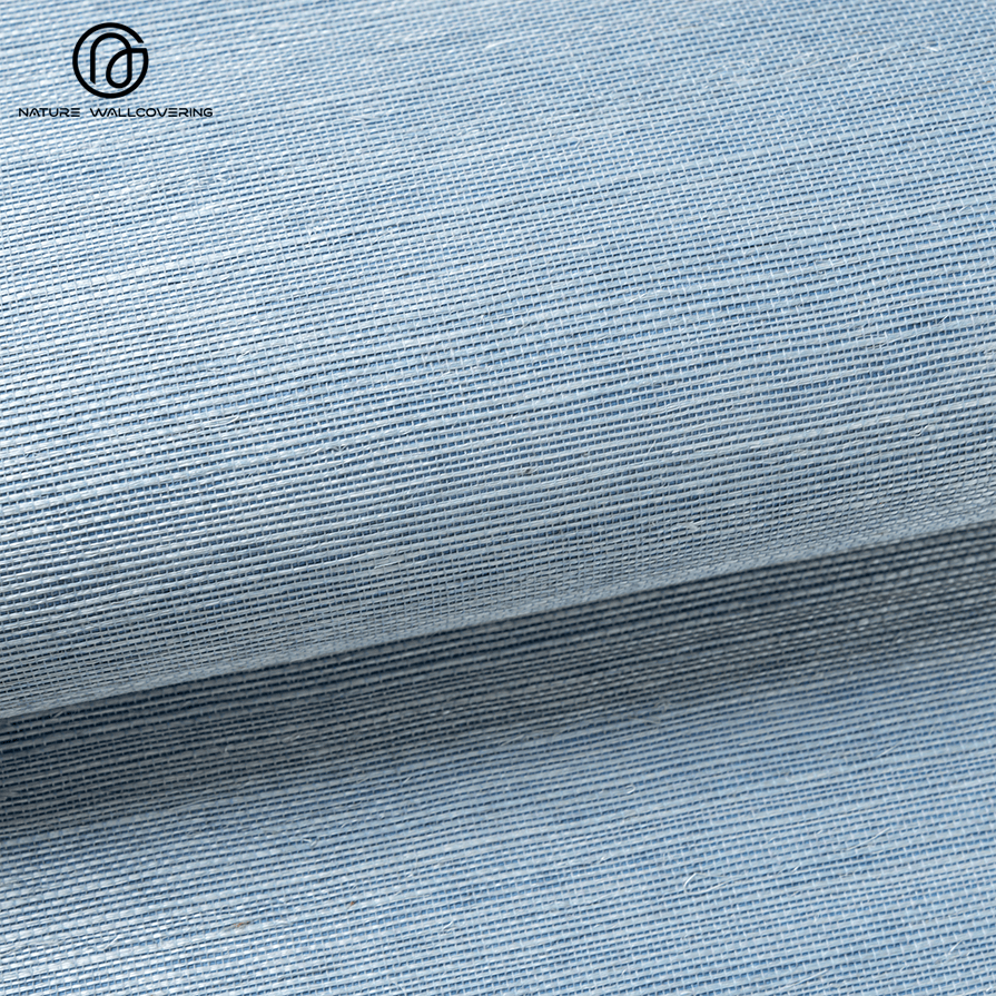 كسوة جدران مصنوعة يدوياً من السيزال SS806 أزرق فاتح ورمادي