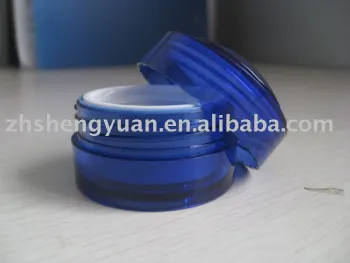 cosmetic jars of transparent blue effective