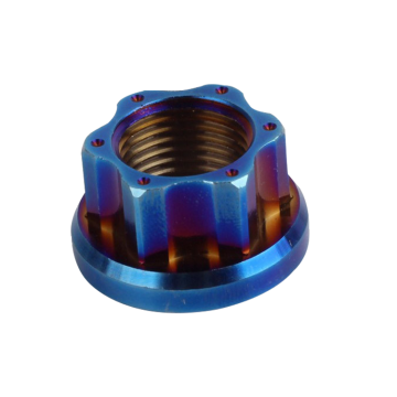 burnt blue color Titanium flange nut motorcycle nuts