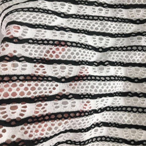 Black White Stripe Jacquard Fabric