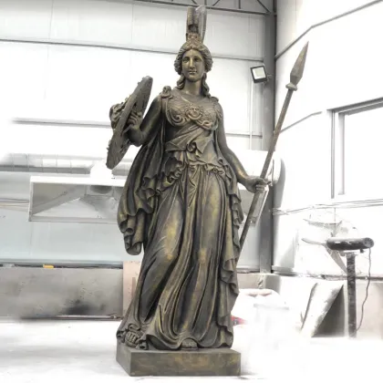Square outdoor large fiberglass greek lady statue of Athena