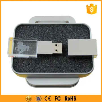 2016 cheap bulk crystal USB flash drive with free logo