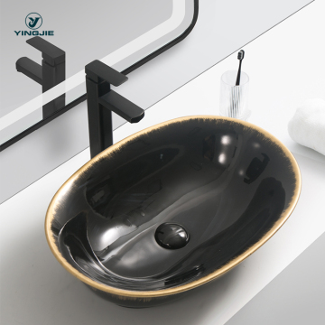 Modern Oval Above Counter Sink: Hotel Bathroom Furniture Wash Basin - Handmade Ceramic Marble Sink