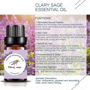 Óleo Clary Sage 100% Clary Oil Clary Sage Óleo essencial para cuidados com a pele Massagem corporal