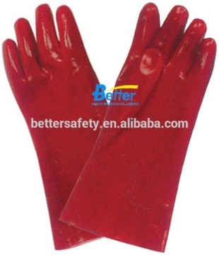 cotton lined Long Cuff Red PVC Coated Construction Gloves