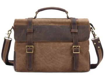 Custom high quality waxed canvas leather bag messengers