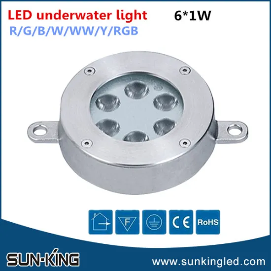 Good quality rgb led swimming pool light 6x1W, led DC24V underwater lamp 6W