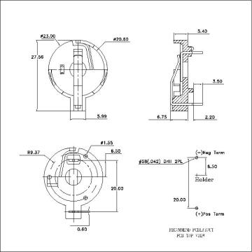 Derminer le support de cellule de monnaie au lithium pour CR2032 CR2020 CR2025