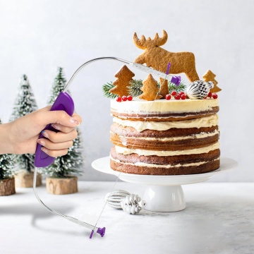 Professional Purple Handle Cake Cutter Stainless Steel Wire Slicer for Layer Cakes
