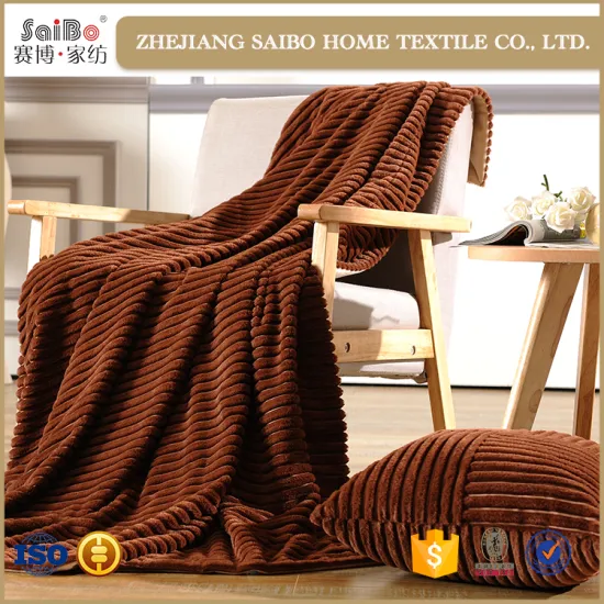 Super warm Drop needle flannel polyester blanket knitted