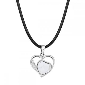 Crystal Love Heart Birthstone Pendant Gemstone Necklaces for Women