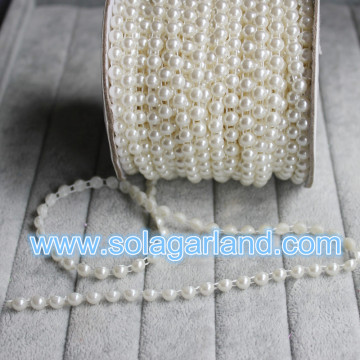 25M / Roll ABS Plástico Back Flat Imitation Pearl Beaded Correntes