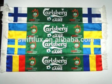 printed satin promotion sport scarf for world cup,football cheering scarf