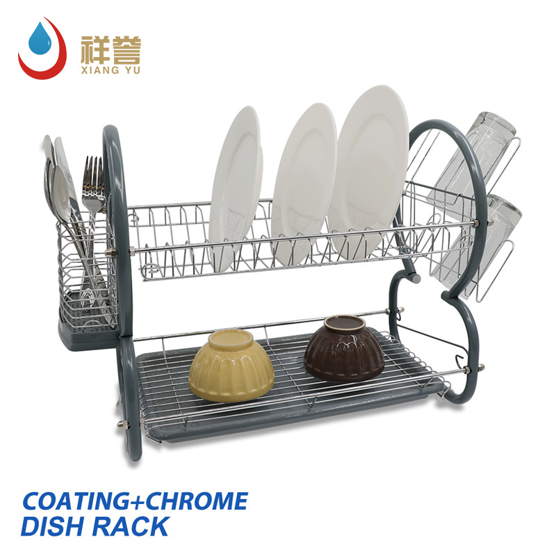 Chrome plated two tier dish rack