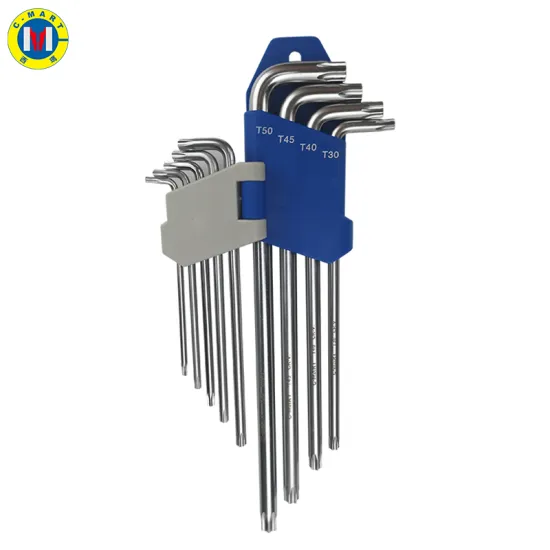C-Mart's Premium 9-Piece T10-T50 Torx Allen Wrench Set: Chrome Vanadium Steel, Extra Long Arms, and Mirror Finish