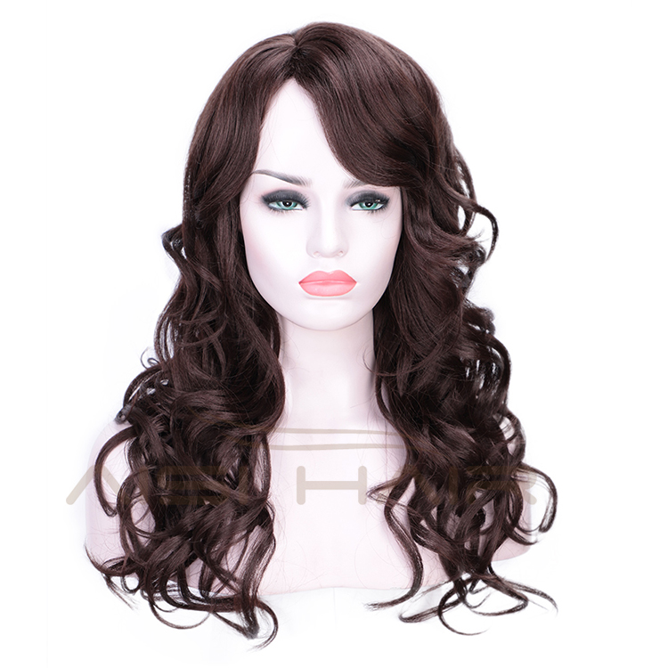 Long Wavy Brown Body Wave Wig Heat Resistant Synthetic Hair For Black White Women Fashion Cosplay Party Wigs