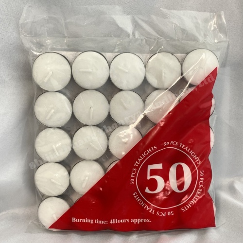 50PCS White Tealight Unscented 13g 5Hours Burning Time