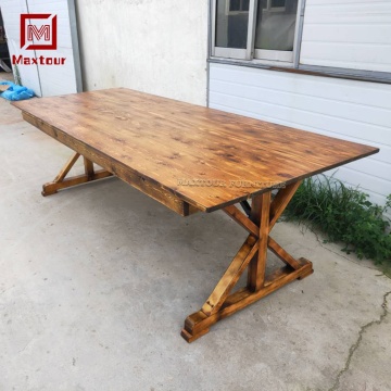 Antique Outdoor Wooden Dining Table for Weddings and Events