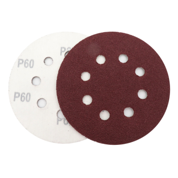 5 Inch 8 Holes Hook and Loop Adhesive Red Flocking Sandpaper for Polishing and Sanding