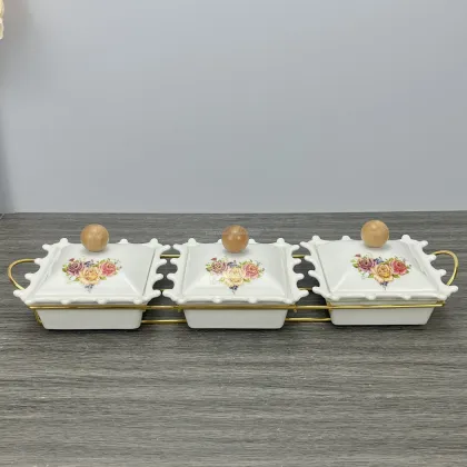 Luxury Dried Fruit Snack Bowl with Iron Frame