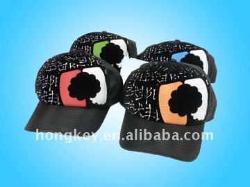 5 panel flocked printing baseball cap