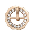 Boucle ardillon ronde en alliage d'or incrustée de diamants