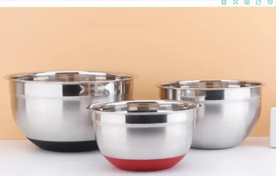 Stainless Steel Bowl With Silicone Bottom For Beating