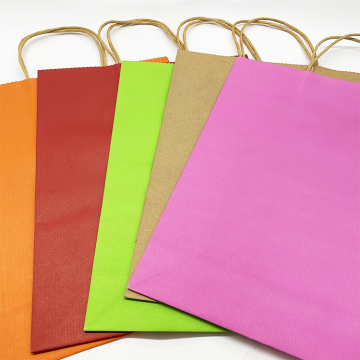 Custom Eco-Friendly Brown Paper Bag with Flat Handle for Gift and Shopping