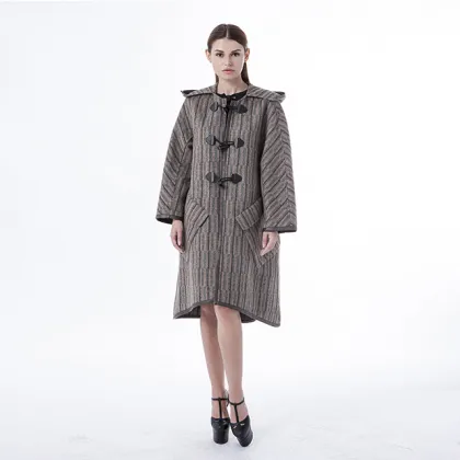 Brown hooded cashmere coat