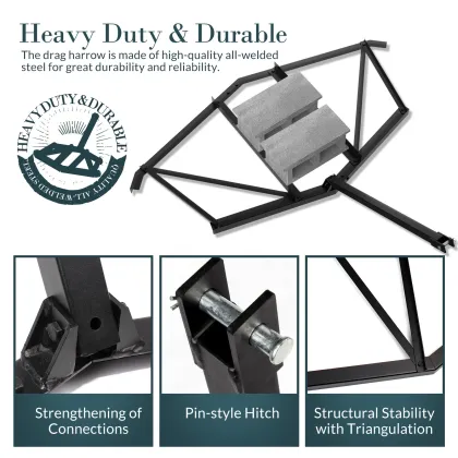 Rustproof Steel Trencher Attachment for Tractor: Grabber & Drag Chain Harrows