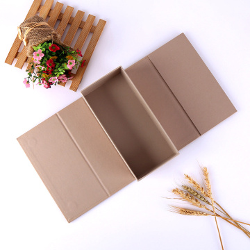 Caja de regalo de doble apertura magnética de cartón marrón