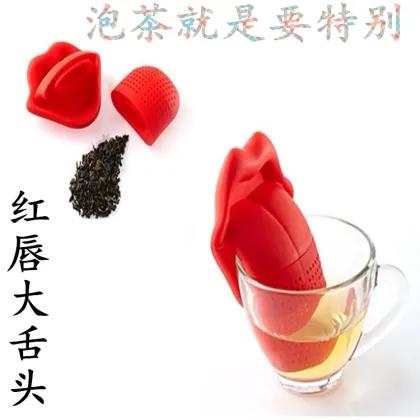 2016 Latest Fashion Loose leaf Tea infuser Red Tongue Silicone Tea Strainer