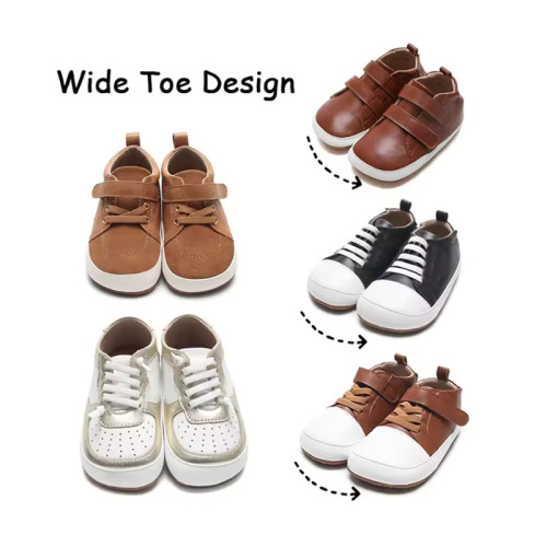 Sapatos descalços de couro infantil - caixa de dedos largos (meninos e meninas)