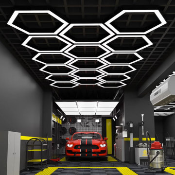 Modern LED Office Pendant Lamp - Hexagonal Ceiling Light for Lobby, Gym, and Reception