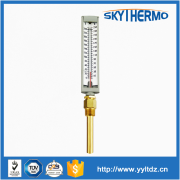 V shape industrial mercury glass hot water thermometer