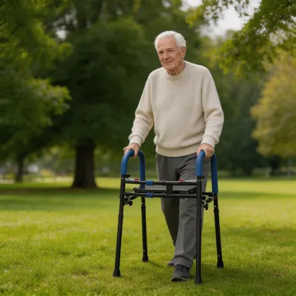 Non-Slip Foldable Crutch Chair for Elderly Mobility